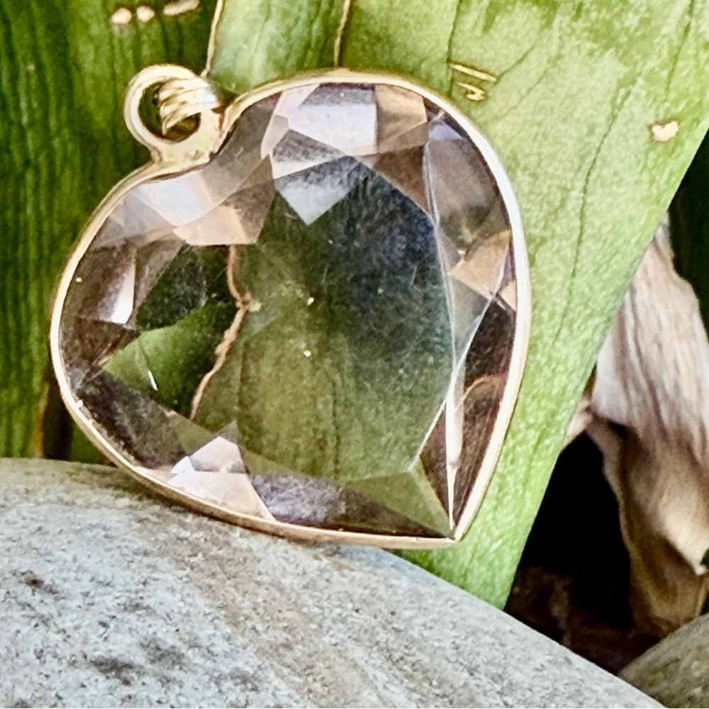 14 karat gold Smokey quartz  heart